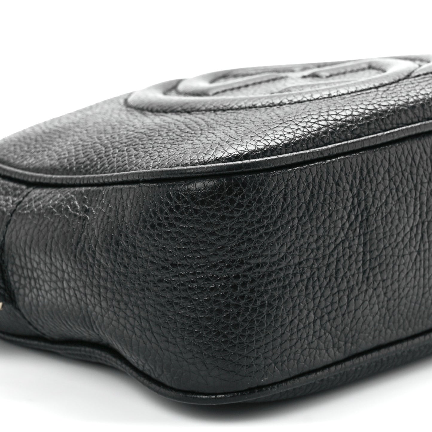 Pebbled Calfskin Small Soho Disco Bag Black