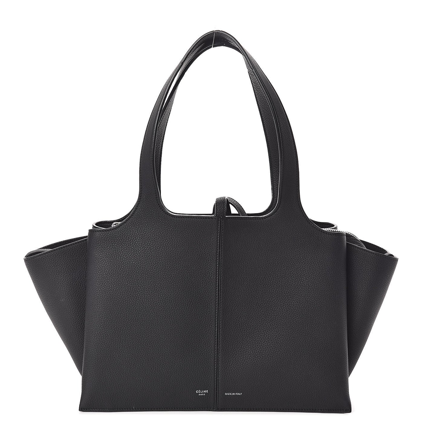 Baby Grained Calfskin Small Tri-Fold Bag Black