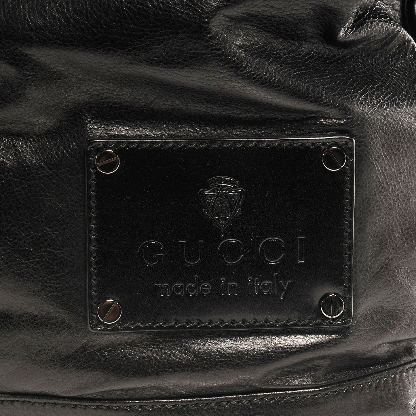 Mens Leather Large Crest Trademark Tote Black