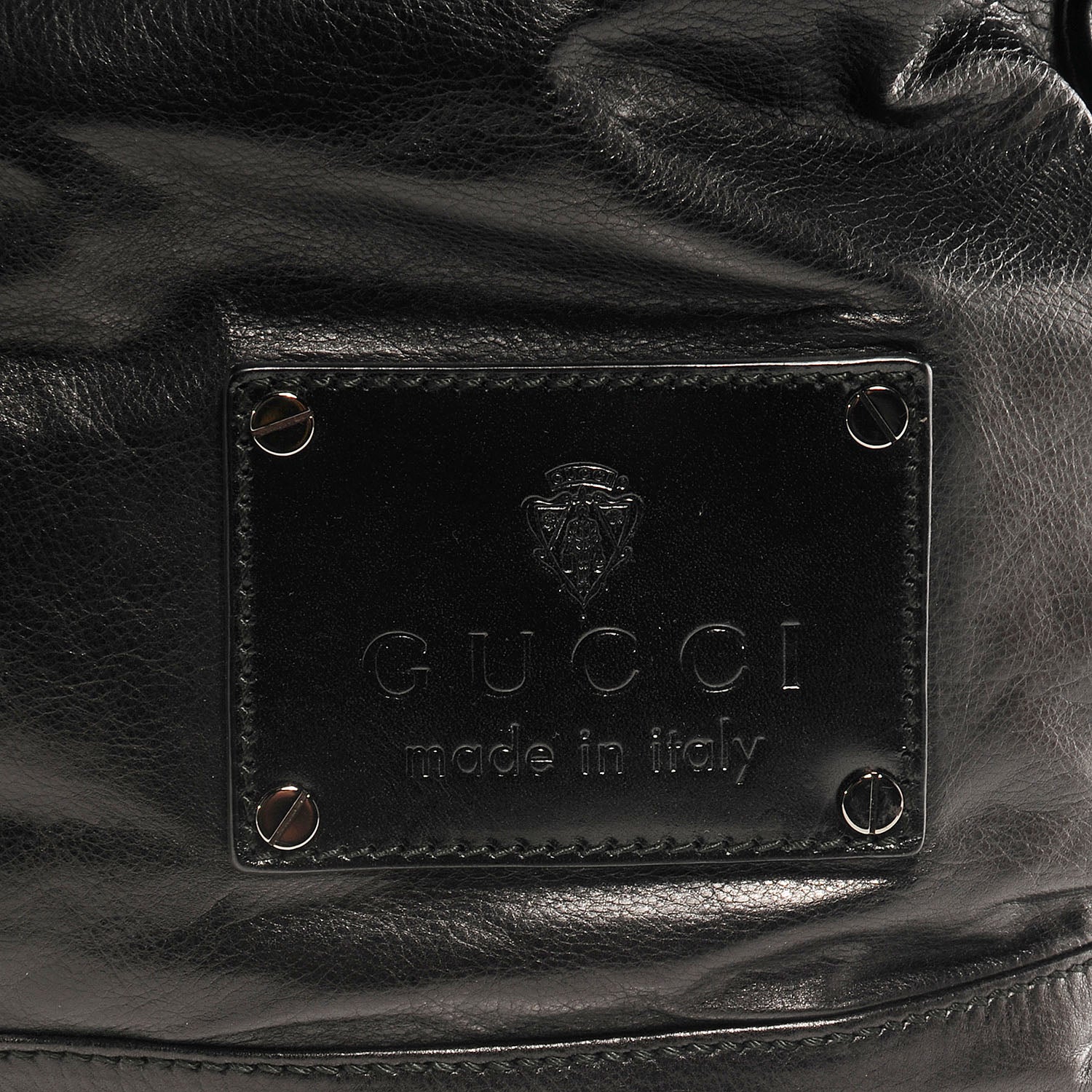 Gucci Mens Leather Large Crest Trademark Tote Black 5 of 9