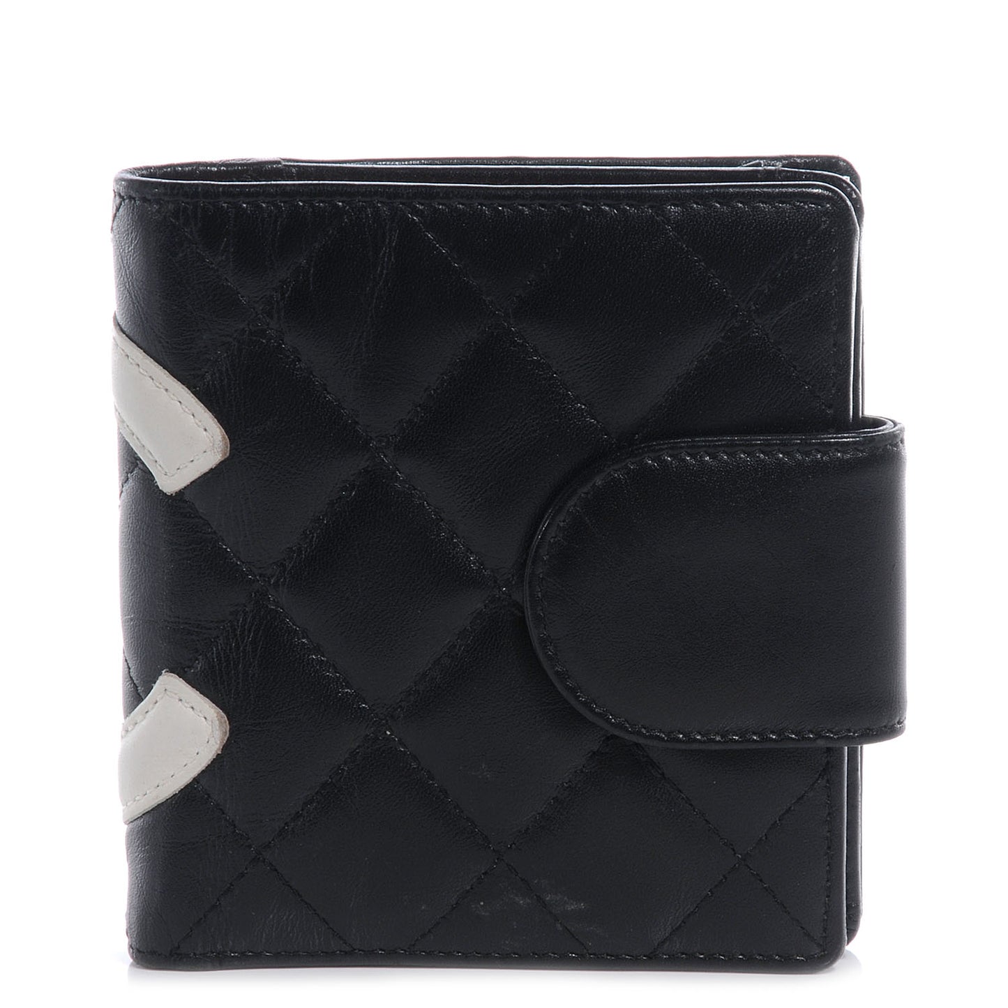 Calfskin Quilted Bi-fold Wallet Black White