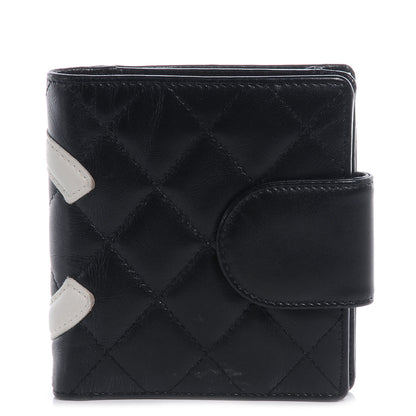 Chanel Calfskin Quilted Bi-fold Wallet Black White 2 of 8
