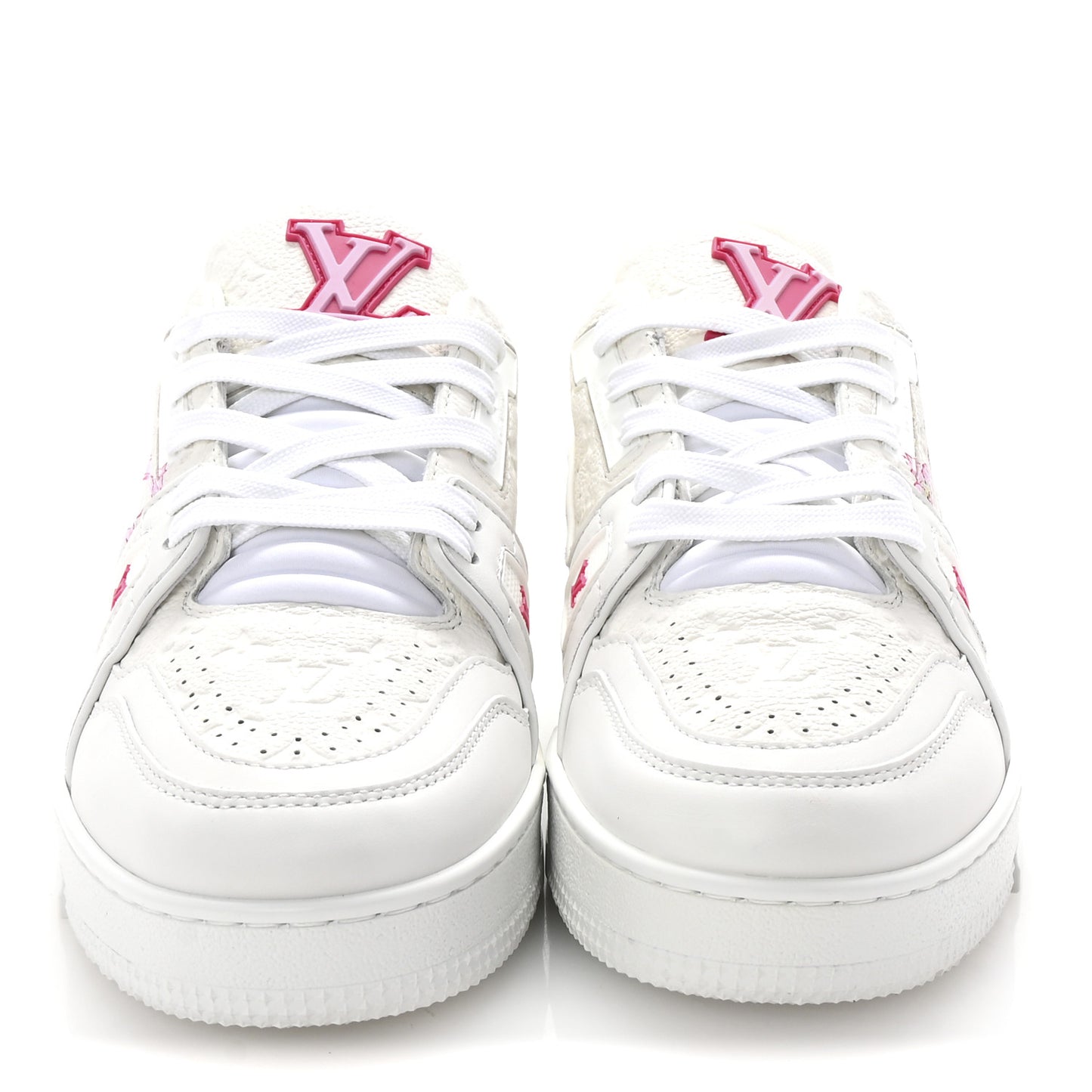 LV X TM Embossed Monogram Cherry Blossom LV Trainer Sneakers 37.5 White