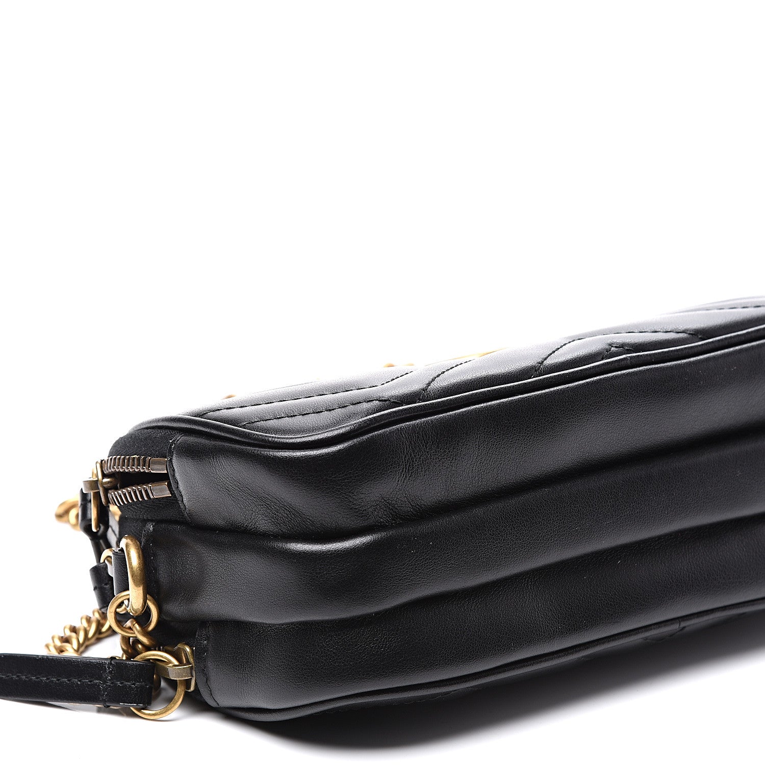 Gucci Calfskin Matelasse Mini GG Marmont Chain Crossbody Bag Black 9 of 11