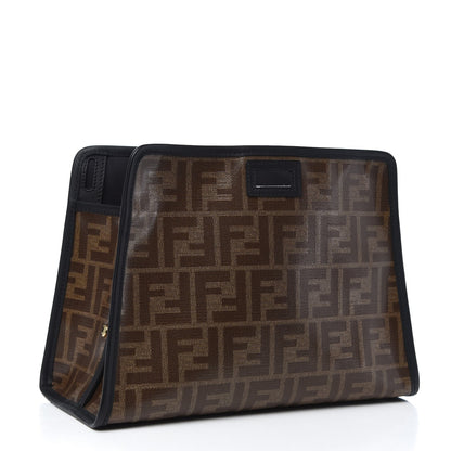 Fendi Glazed Fabric Vitello Century FF 1974 Stamp Patch Mini Peekaboo Defender Cover Mogano Panna Black 3 of 7