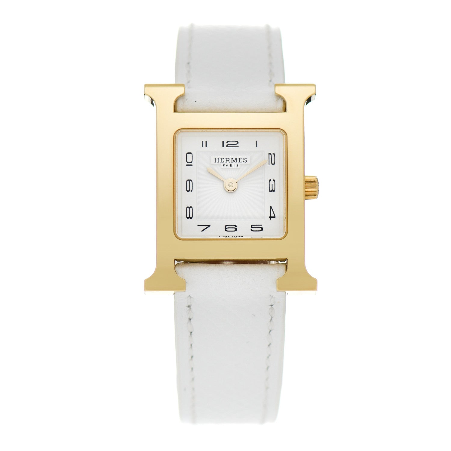 Hermes Stainless Steel Epsom 21mm Heure H Hour Quartz Watch Blanc 1 of 5