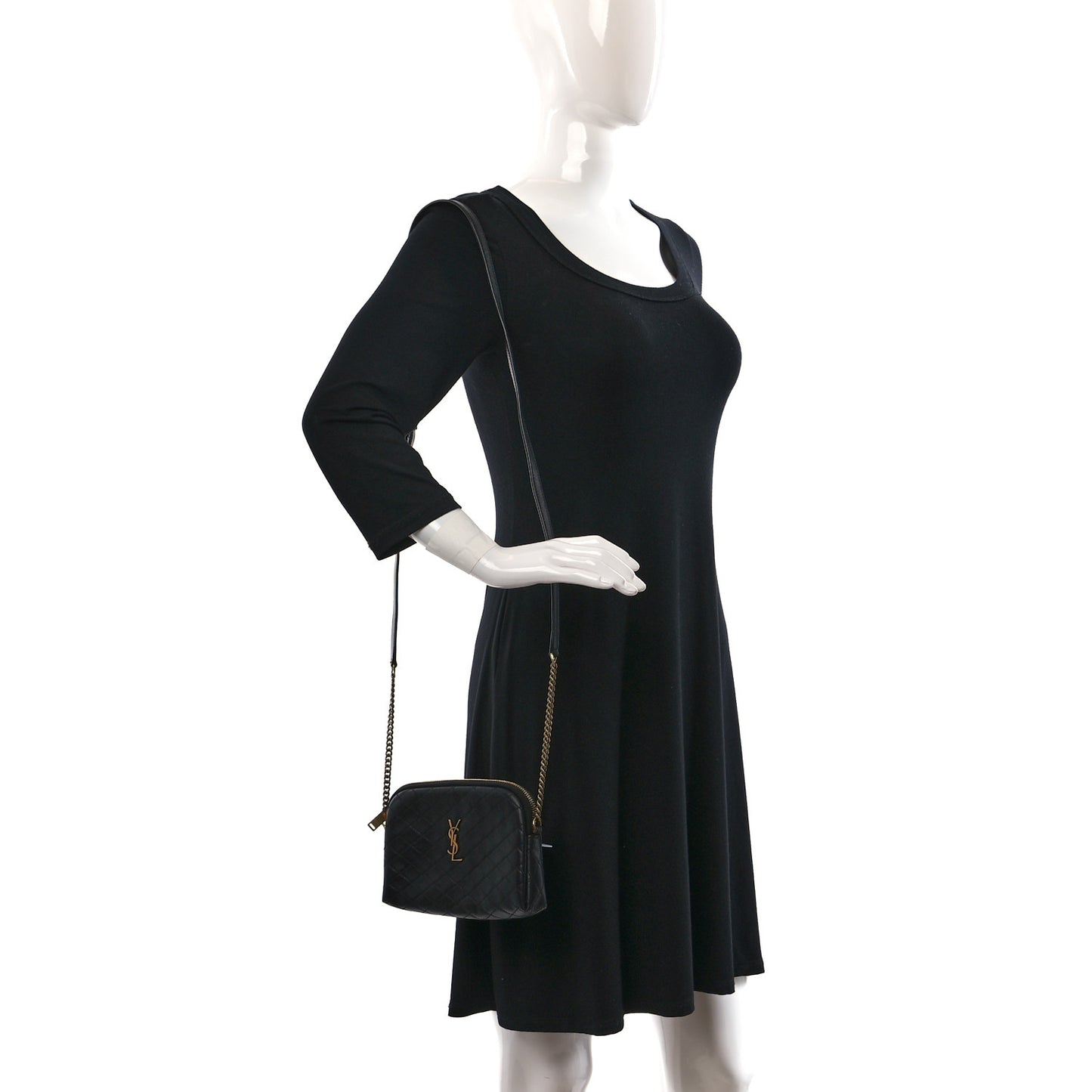 Lambskin Quilted Gaby Zipped Pouch Black