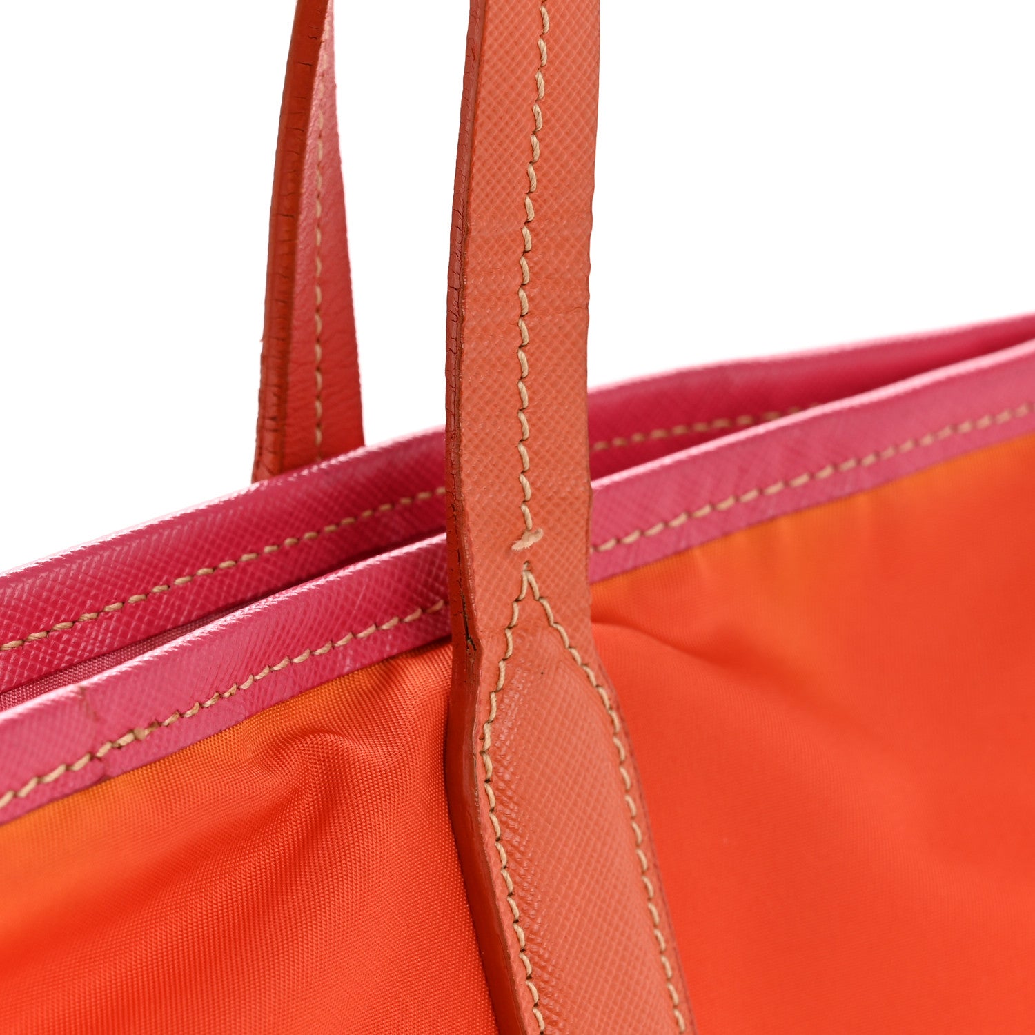 Prada Tessuto Nylon Saffiano Tote Papaya Ibisco 14 of 14
