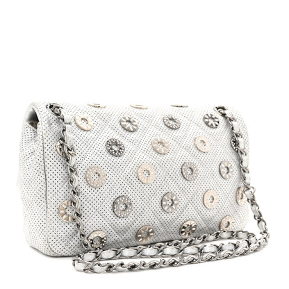 Chanel Perforated Metallic Lambskin Medium CC Medals Flap Silver 3 of 13
