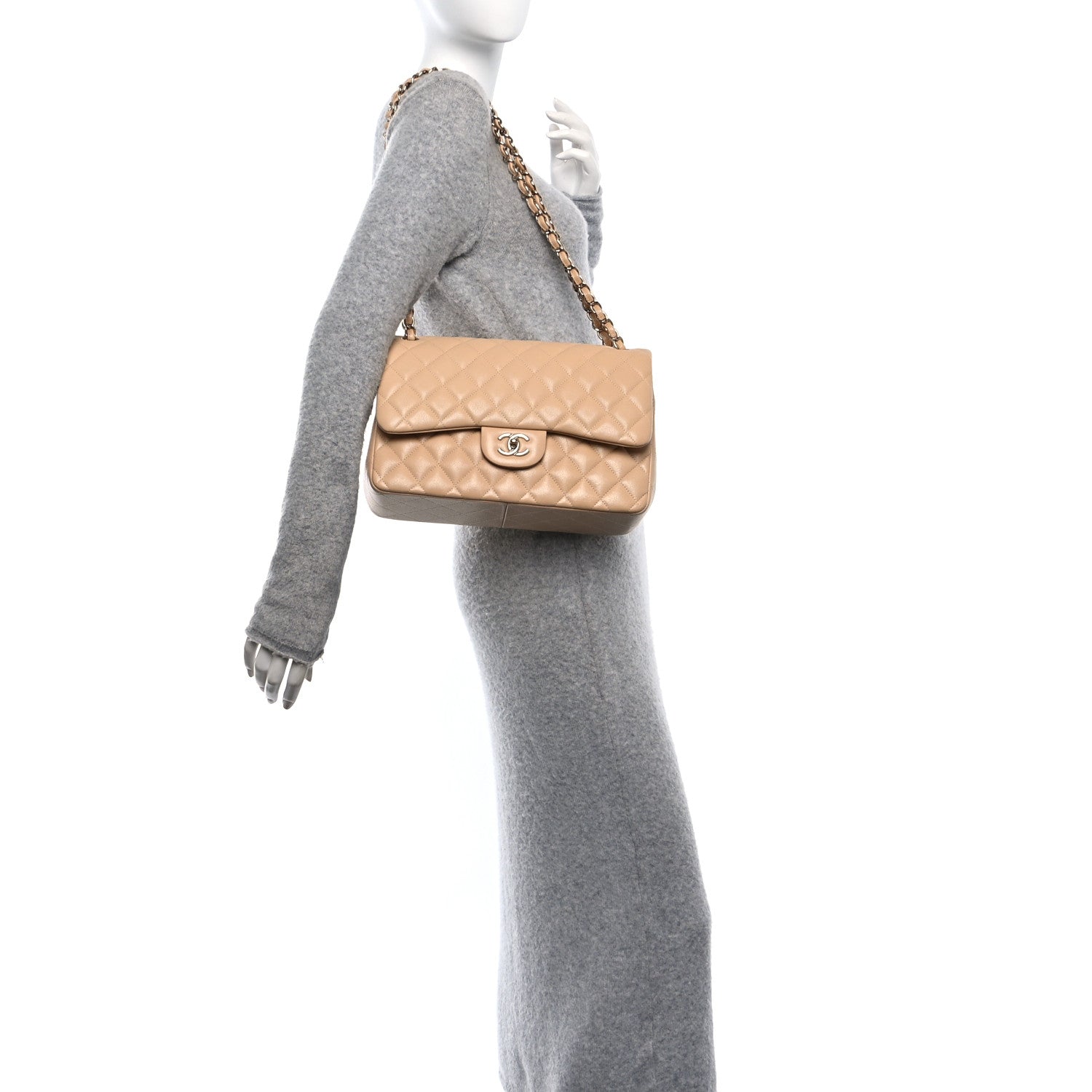 Chanel Caviar Quilted Jumbo Double Flap Beige Clair 2 of 10