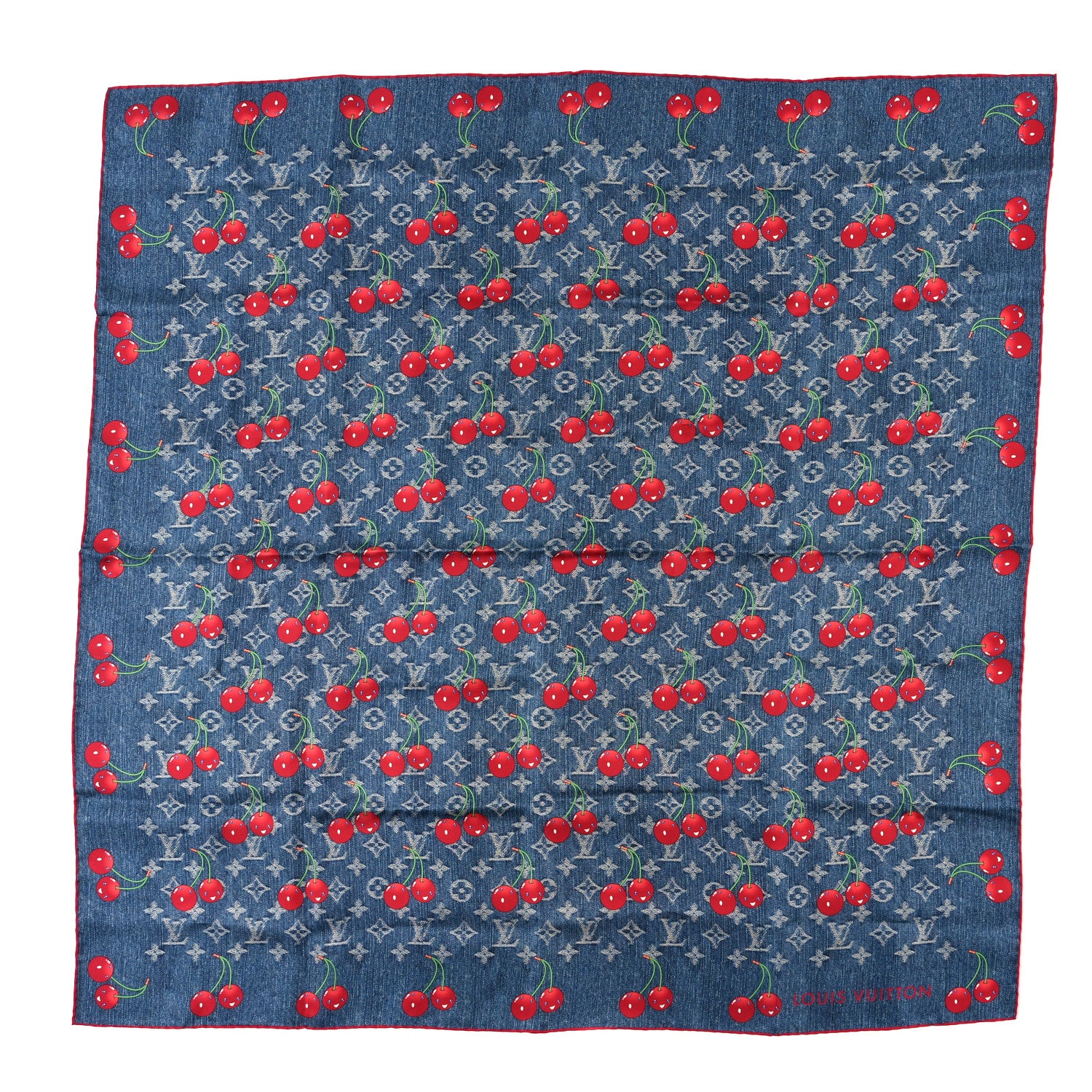 Louis Vuitton LV X TM Wool Monogram Cerise Shawl Denim Blue 1 of 3