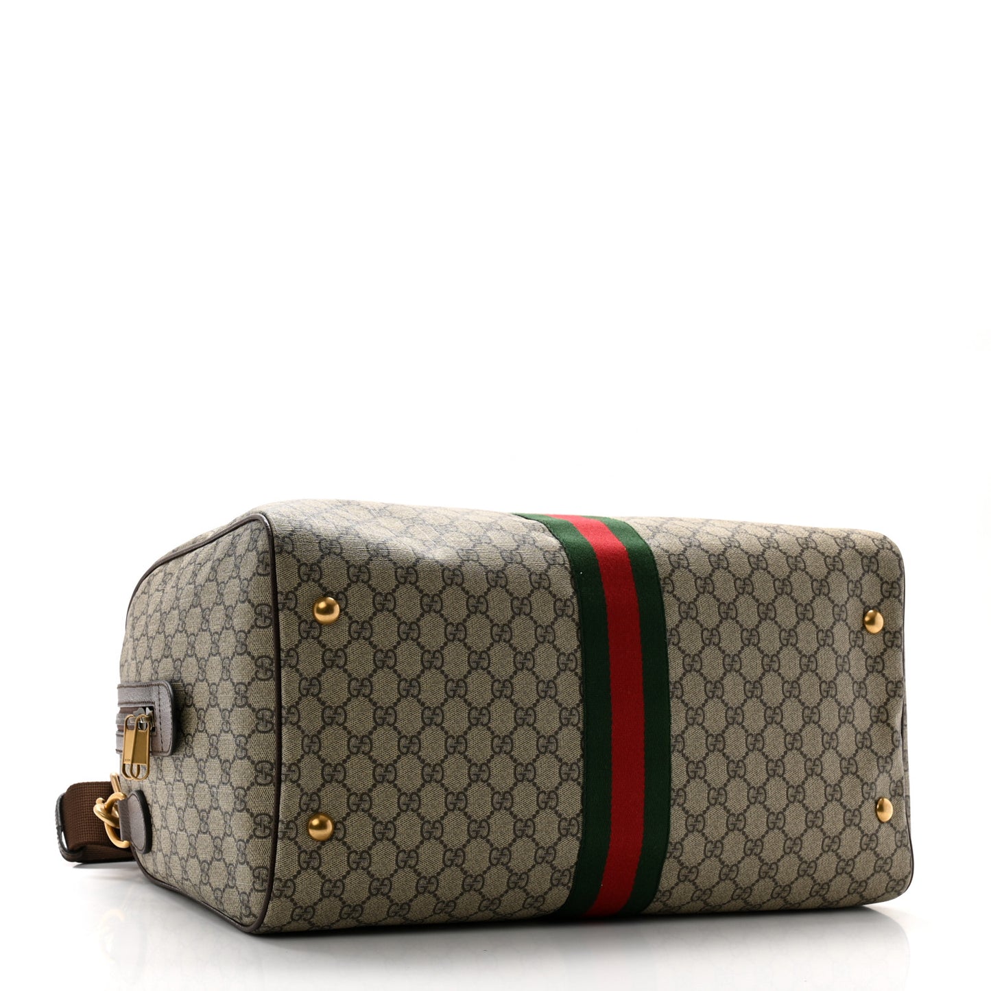 GG Supreme Monogram Textured Dollar Calfskin Web Medium Ophidia Carry-On Duffle Bag Beige Ebony New Acero