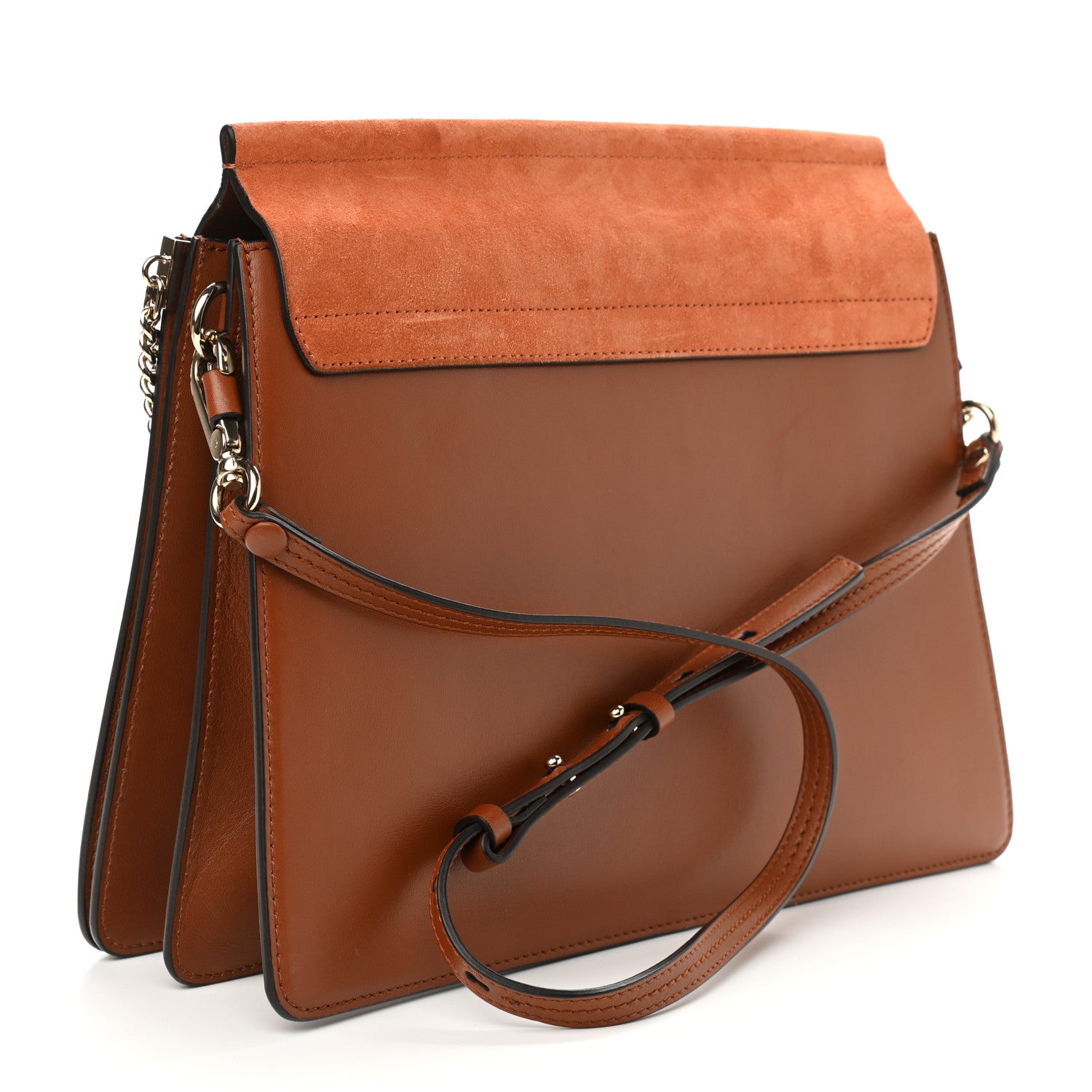Chloe Suede Calfskin Medium Faye Shoulder Bag Tobacco 3 of 11