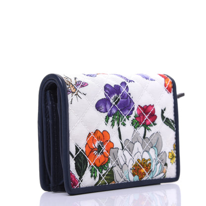 Gucci Canvas Flora Floral Trapuntata Zumi Card Case Wallet Great White Multicolor Blue Agata 3 of 13
