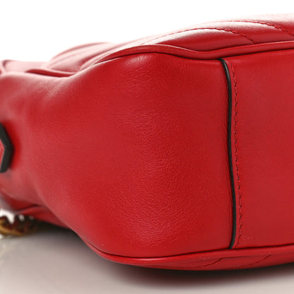 Gucci Calfskin Matelasse Medium GG Marmont Chain Shoulder Bag Hibiscus Red 9 of 11