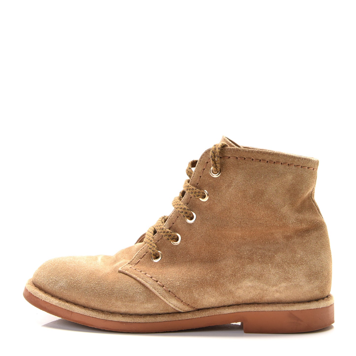 Suede Calfskin Womens Lace Up Short Boots 35.5 Dark Beige