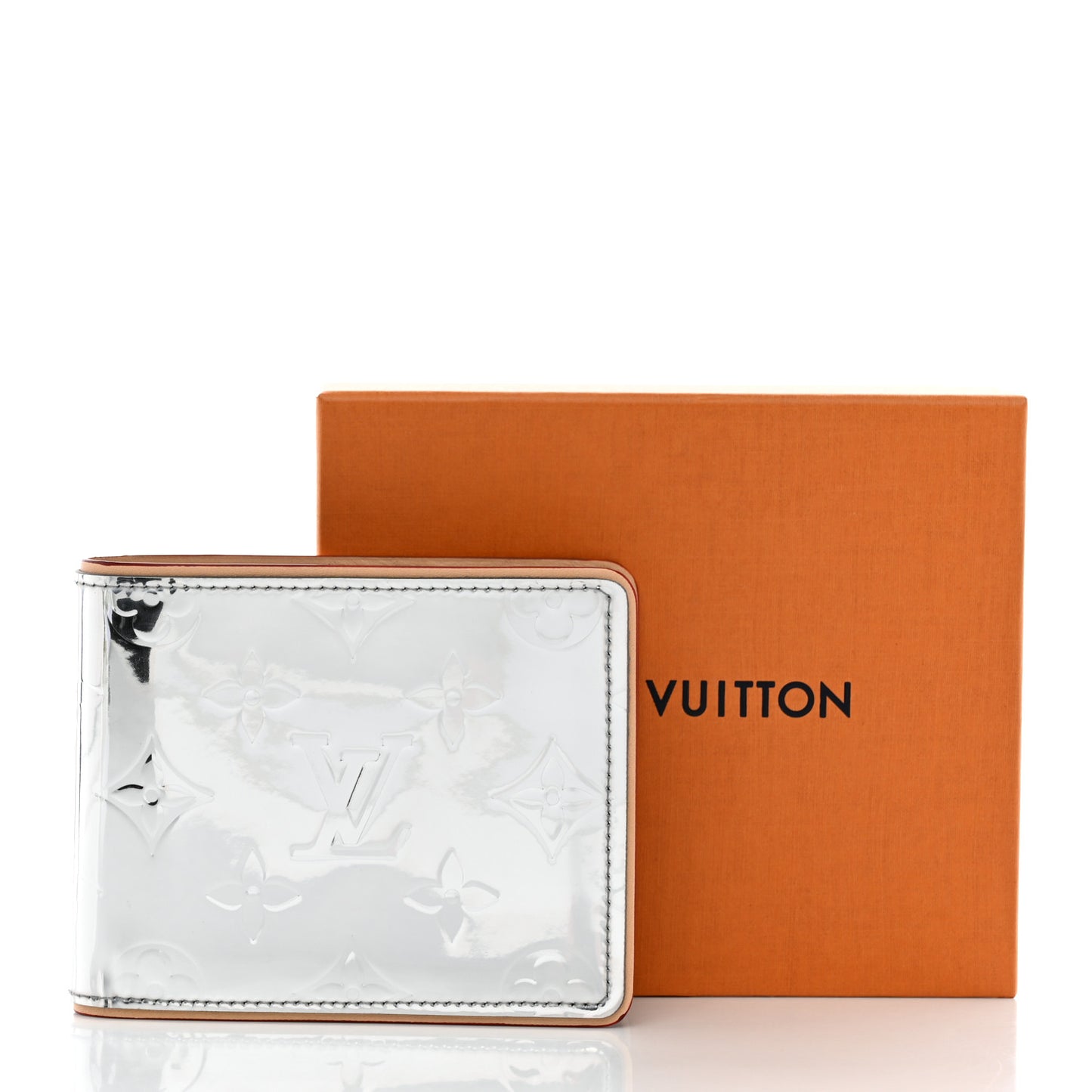 Monogram Mirror Slender Wallet Silver