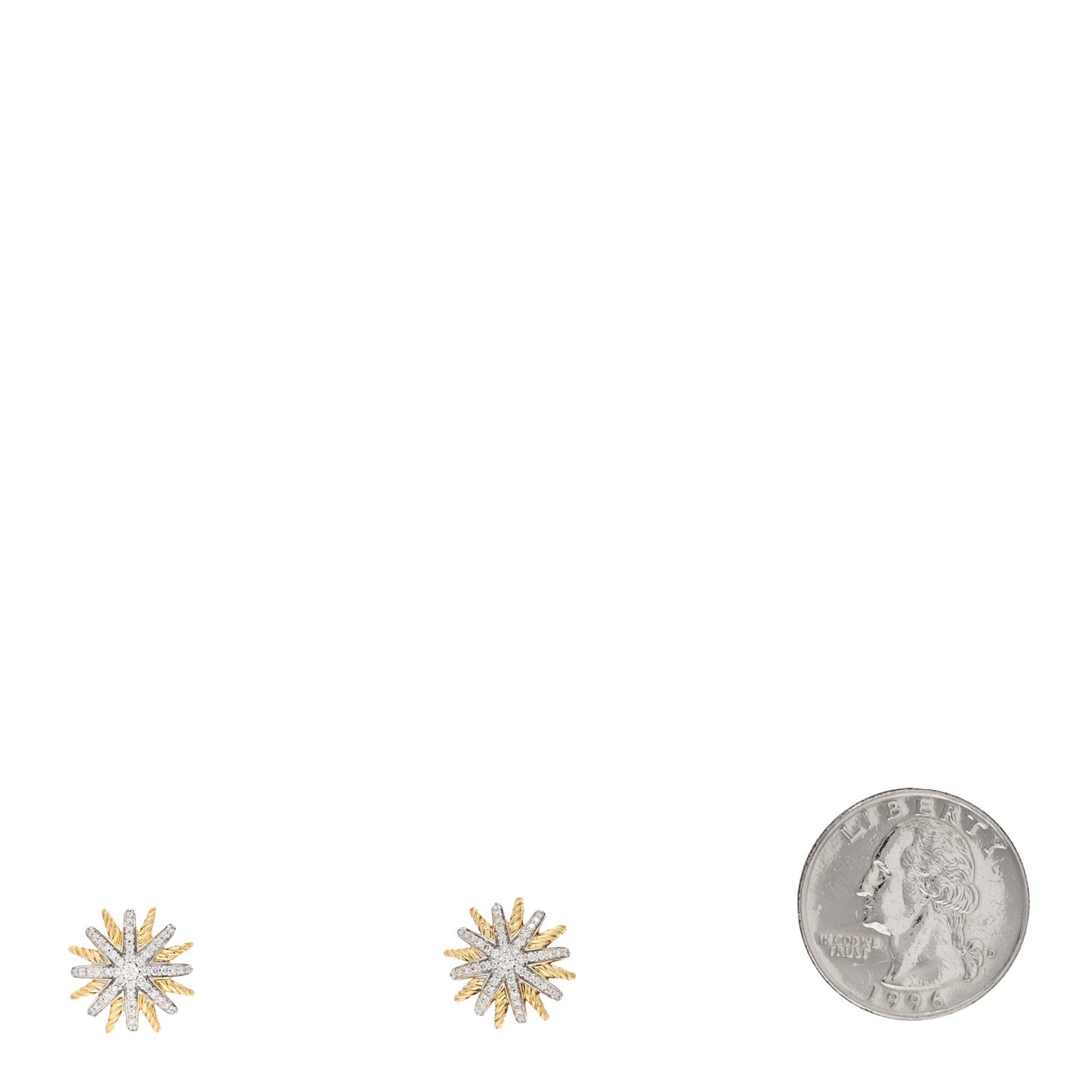 18K Yellow Gold Diamond 14mm Starburst Earrings