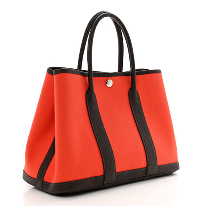 Hermes Toile Militaire Vache Country Garden Party 30 TPM Orange Mecano Chocolate 3 of 9