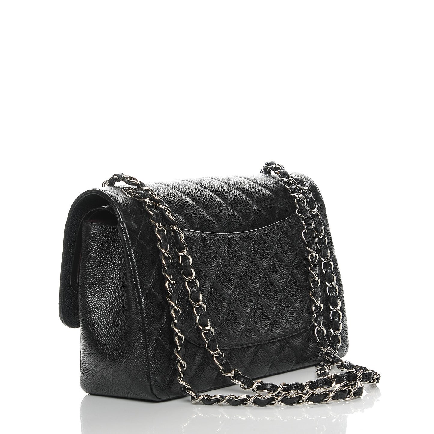 Caviar Quilted Jumbo Double Flap Black