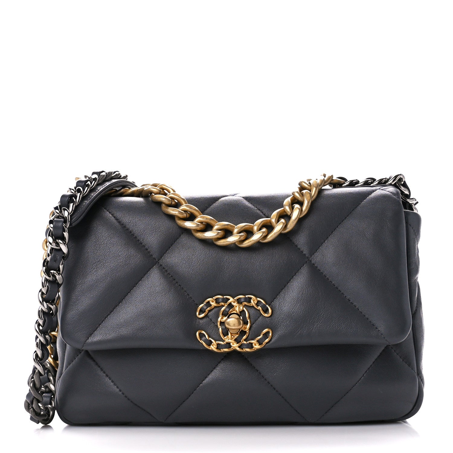 Chanel Lambskin Quilted Medium Chanel 19 Flap Dark Grey 1 of 10
