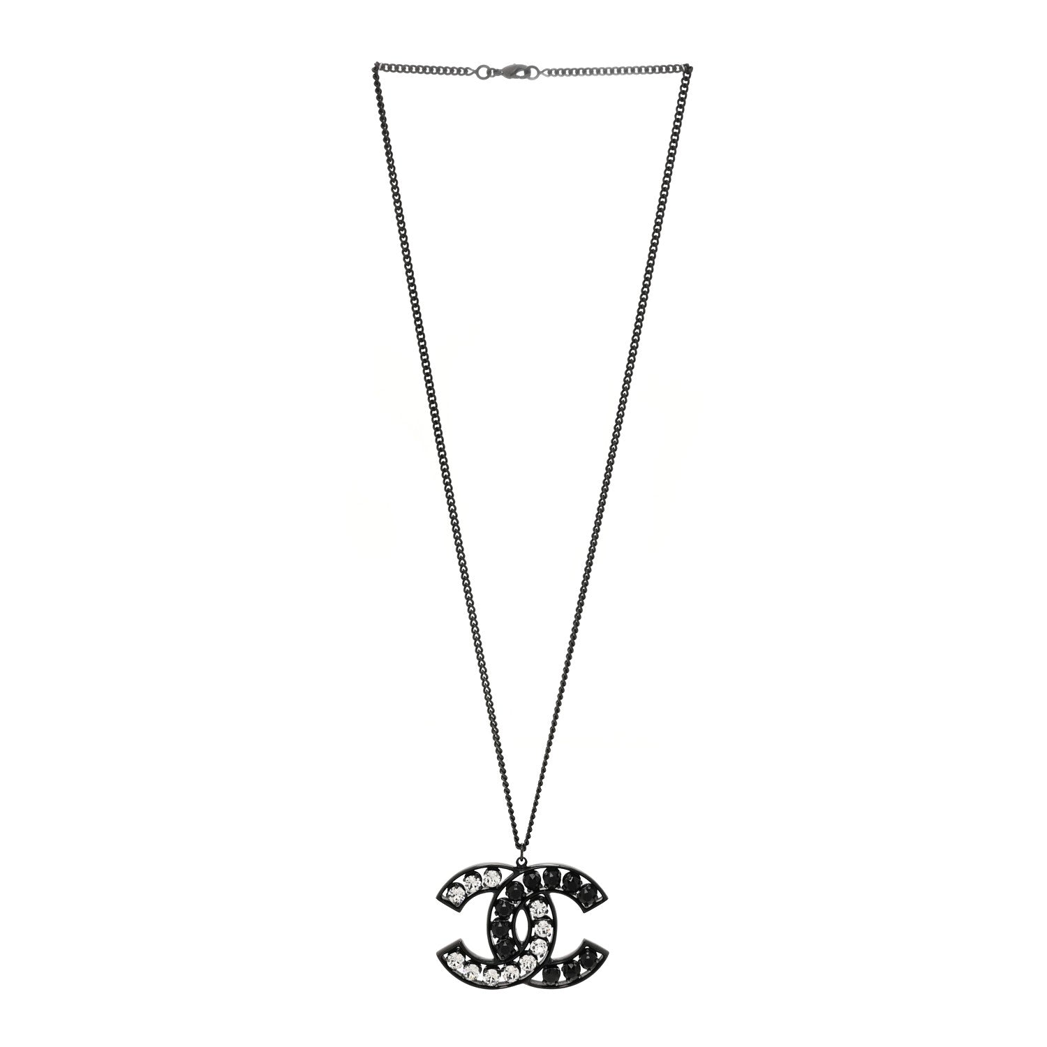 Chanel Ruthenium Crystal CC Necklace Black 3 of 4