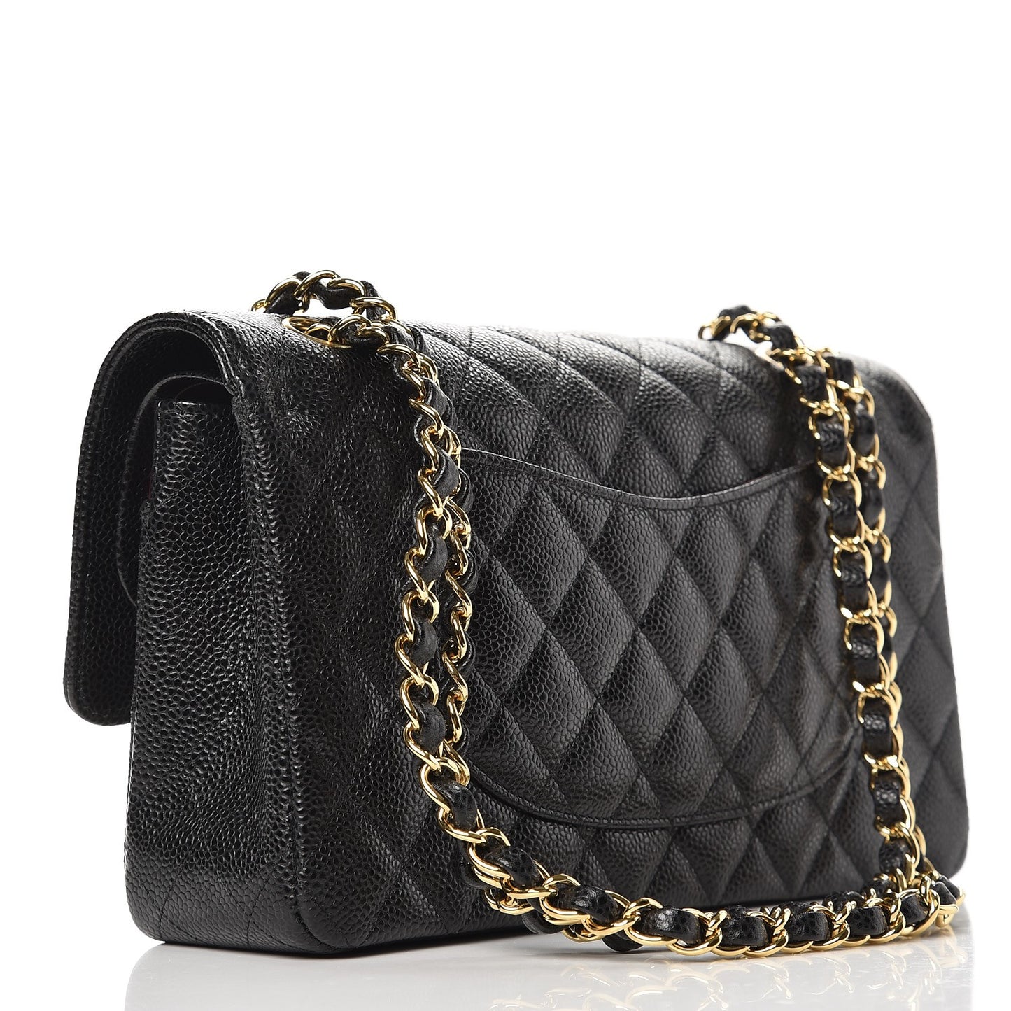 Caviar Quilted Medium Double Flap Black