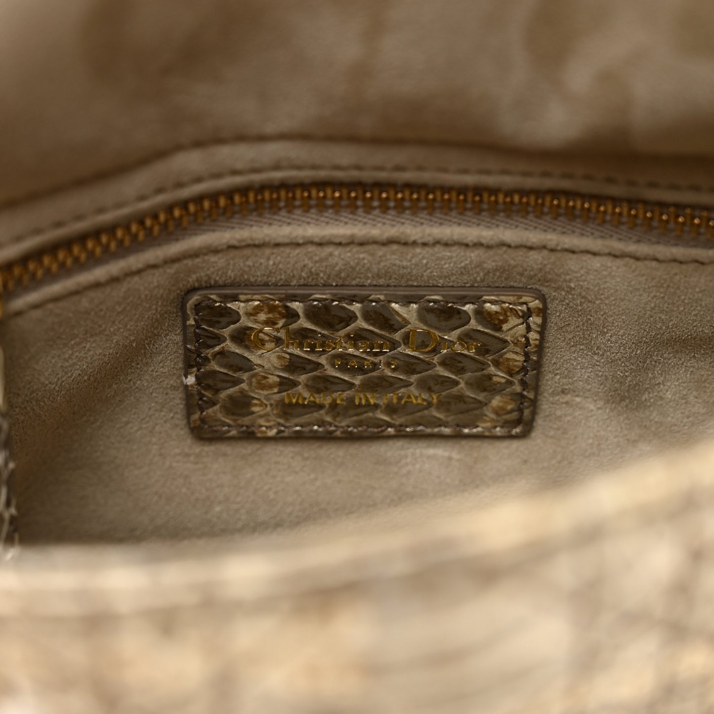 Snakeskin Cannage Mini Lady Dior Beige