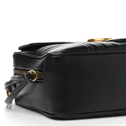 Gucci Calfskin Matelasse Sylvie Web Small GG Marmont Top Handle Shoulder Bag Black 9 of 12