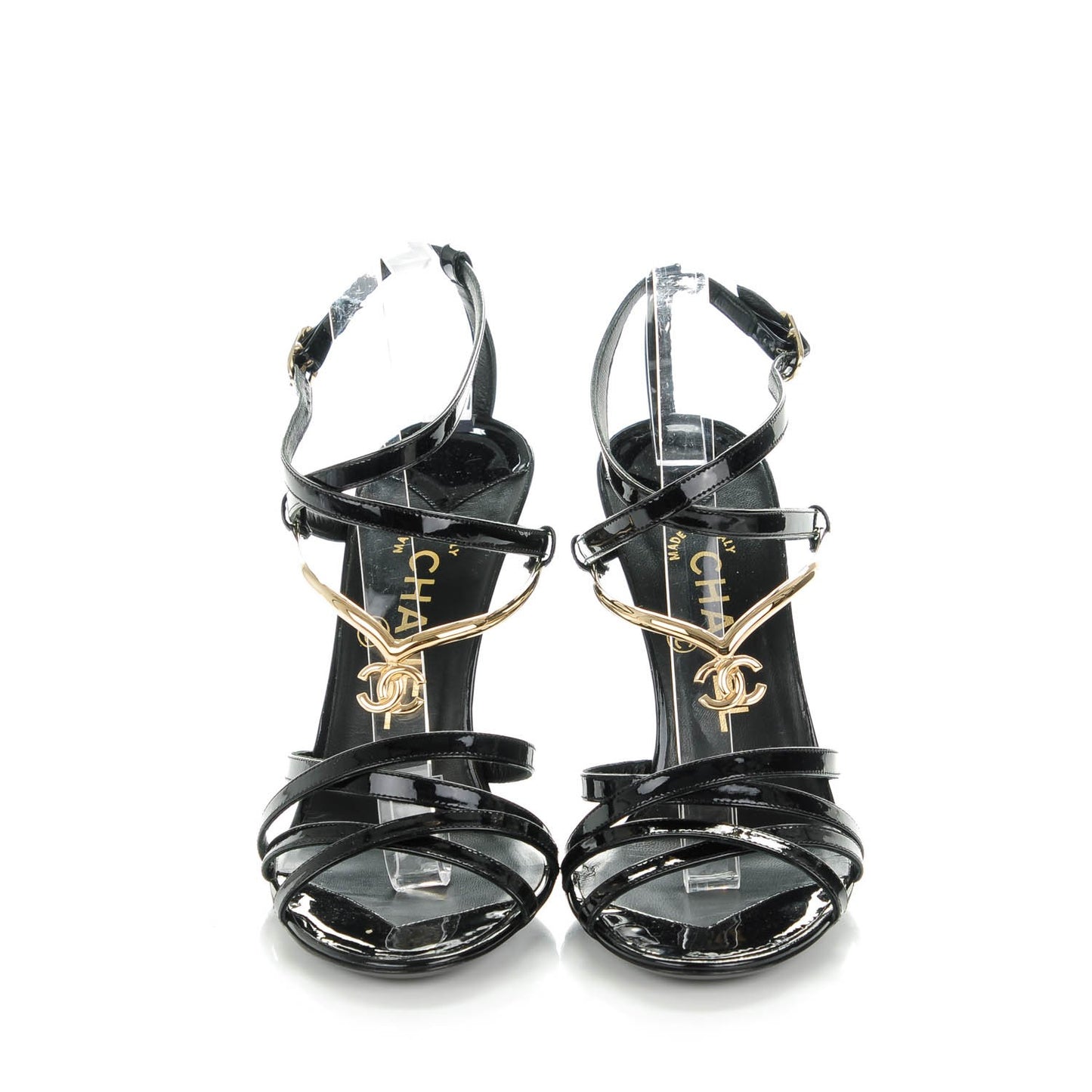 Patent CC Sandals 37 Black Gold