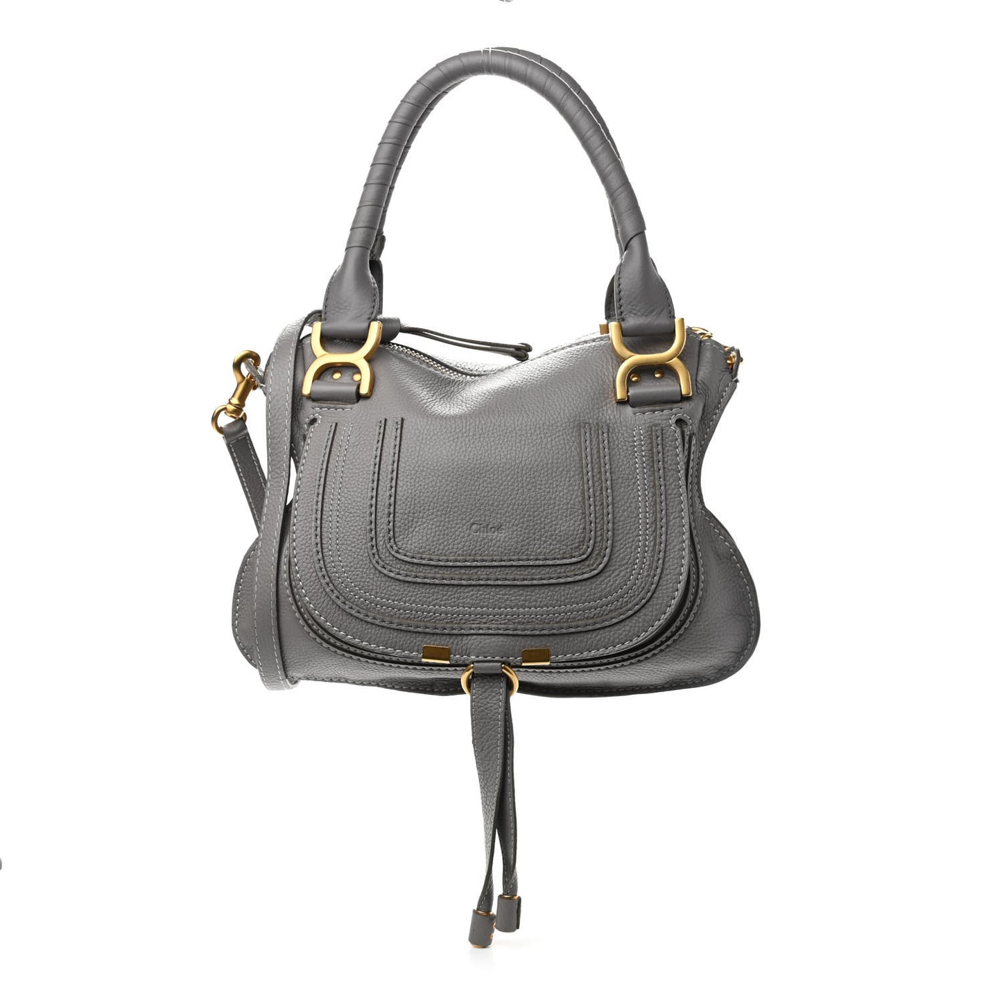 Calfskin Small Marcie Satchel Cashmere Grey