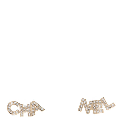 Chanel Crystal Pearl Signature Stud Earrings Gold 1 of 4