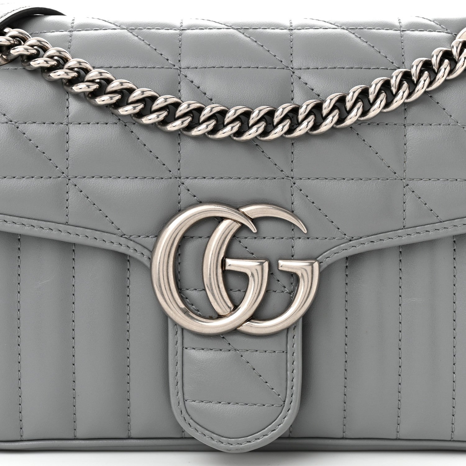 Gucci Calfskin Matelasse Aria Small GG Marmont Shoulder Bag Deep Grey 8 of 10