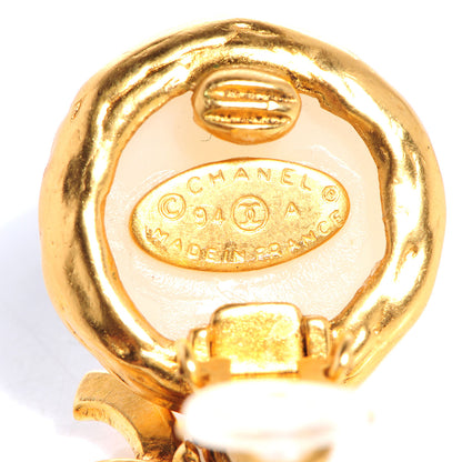 Chanel Pearl CC Dangle Clip On Earrings Gold 4 of 5