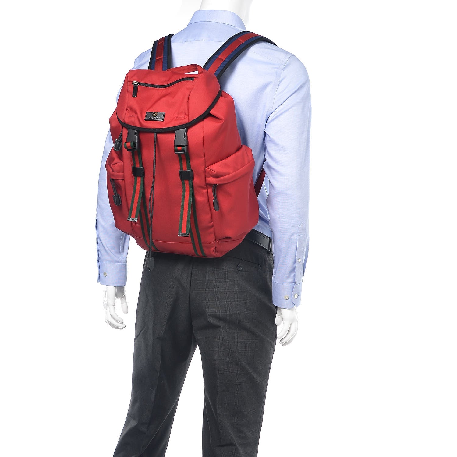 Gucci Techno Canvas Web Double Buckle Backpack Red 2 of 11