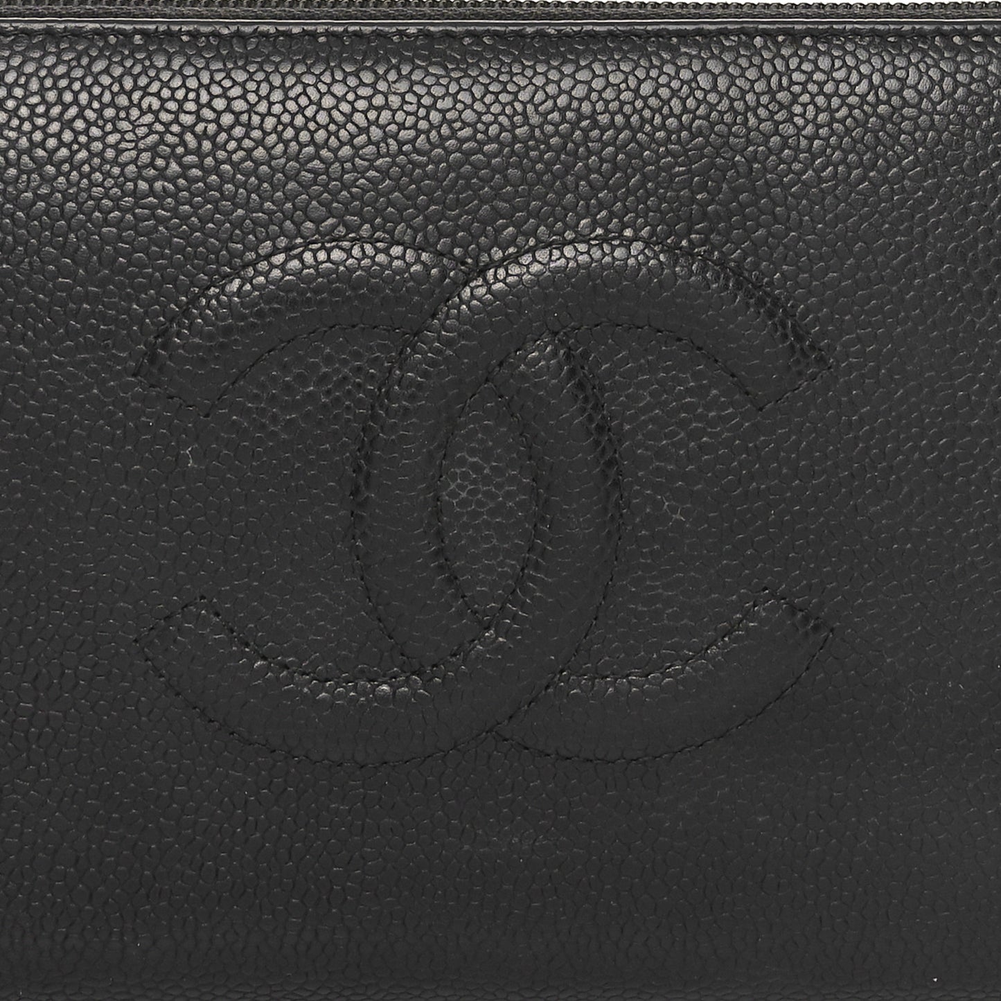Caviar CC Timeless Large Zip Around Wallet Black