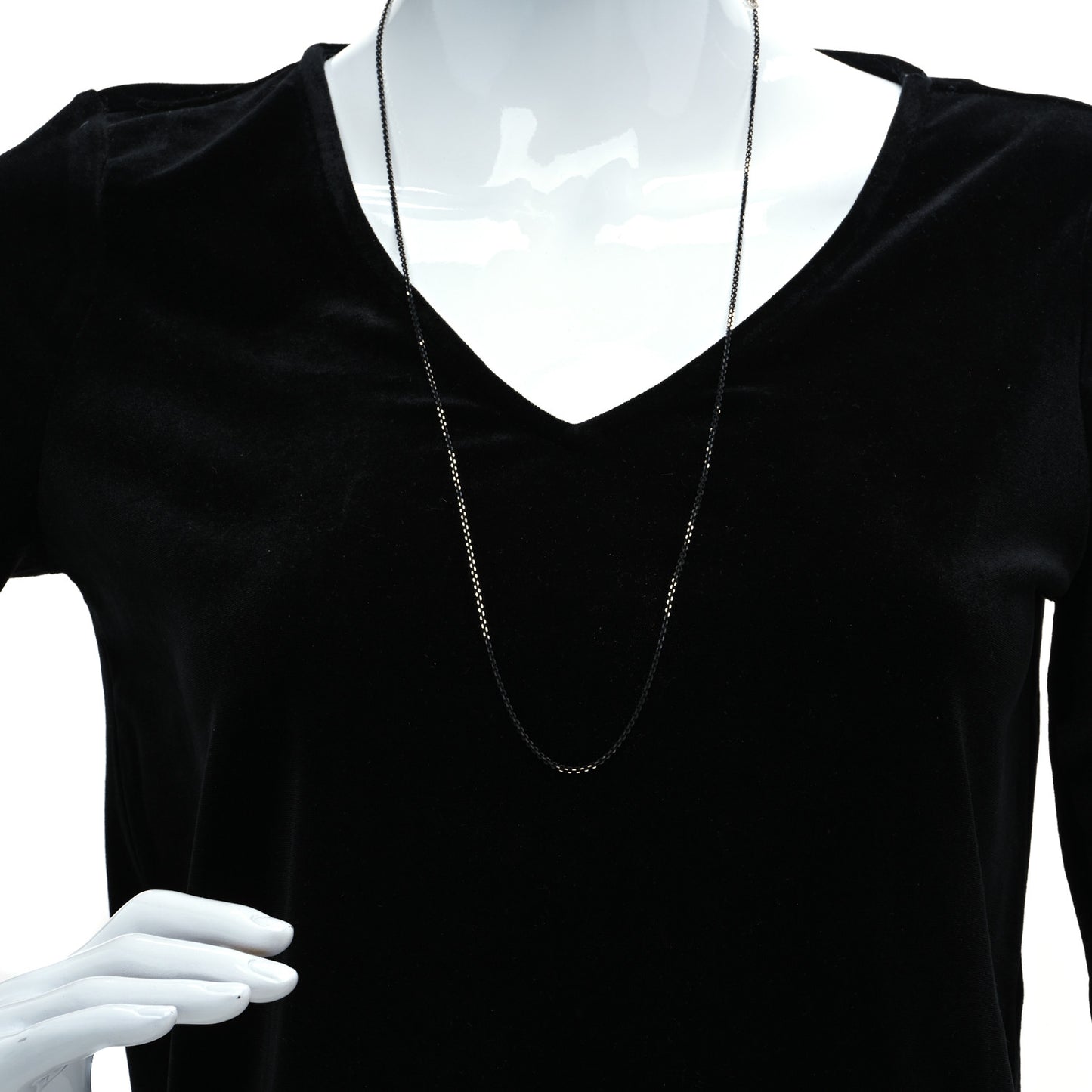 Sterling Silver Enamel 1.75mm Chain Necklace Black 30"