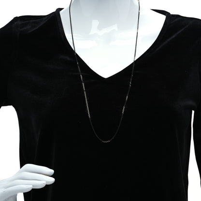 Tiffany Sterling Silver Enamel 1.75mm Chain Necklace Black 30" 2 of 6