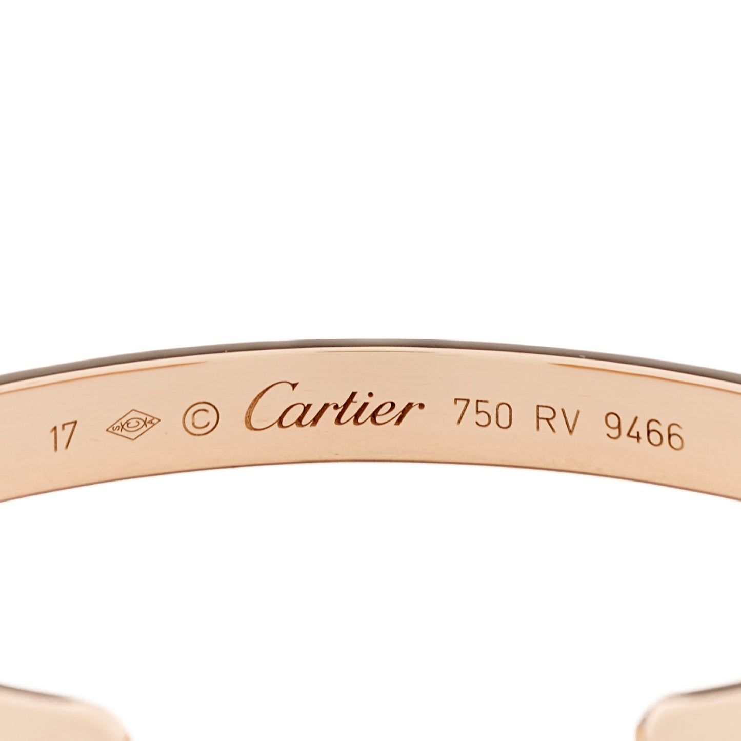 18K Pink Gold LOVE Cuff Bracelet 17