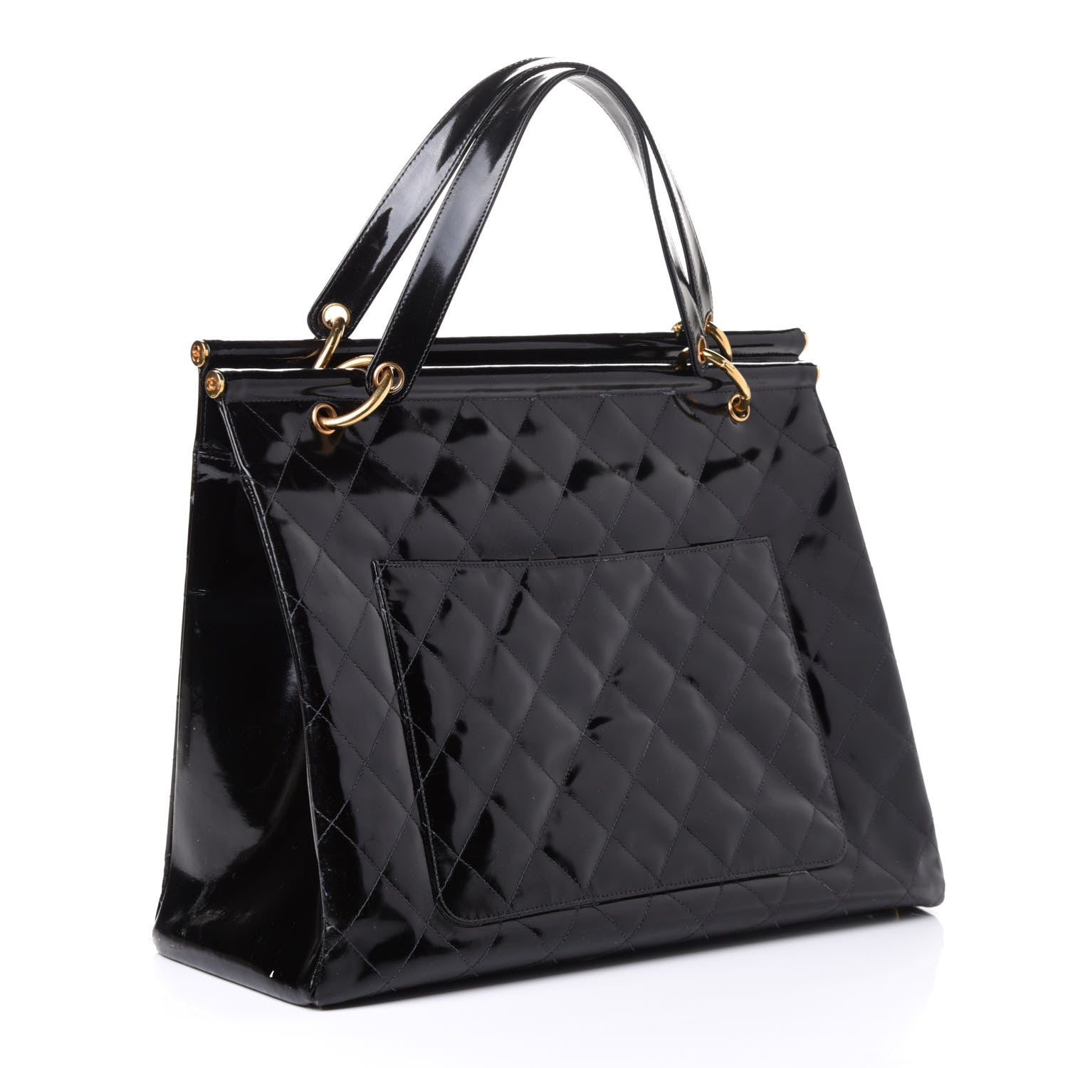 Chanel Patent Quilted Shopping Tote Black 2 of 6