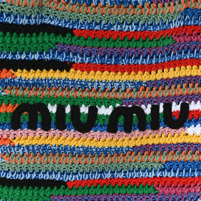 Miu Miu Cotton Crochet Stripe Vertical Tote Bag Multicolor 8 of 10