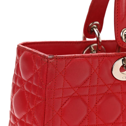 Christian Dior Lambskin Cannage Large Lady Dior Red 9 of 10
