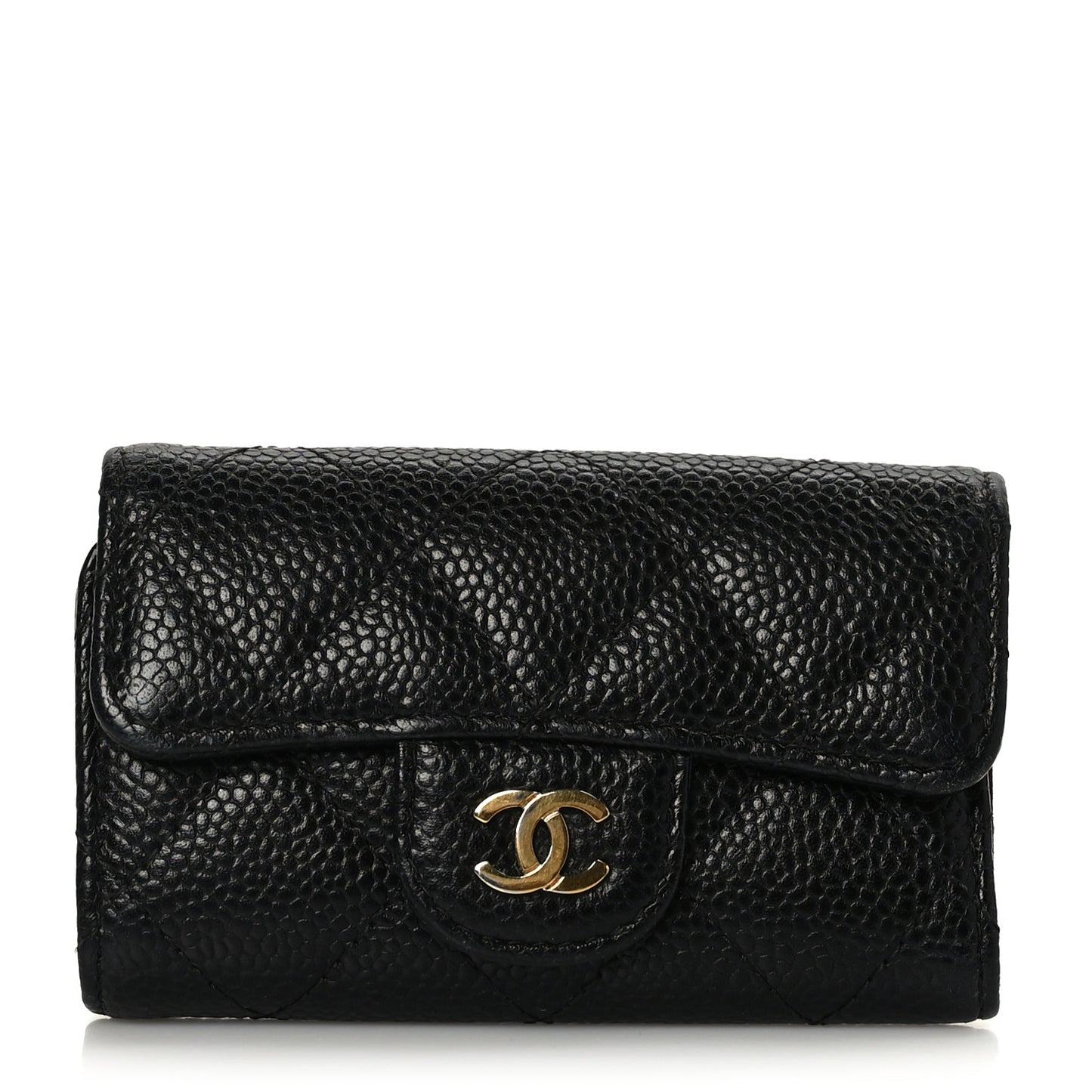 Caviar Quilted 6 Key Holder Black