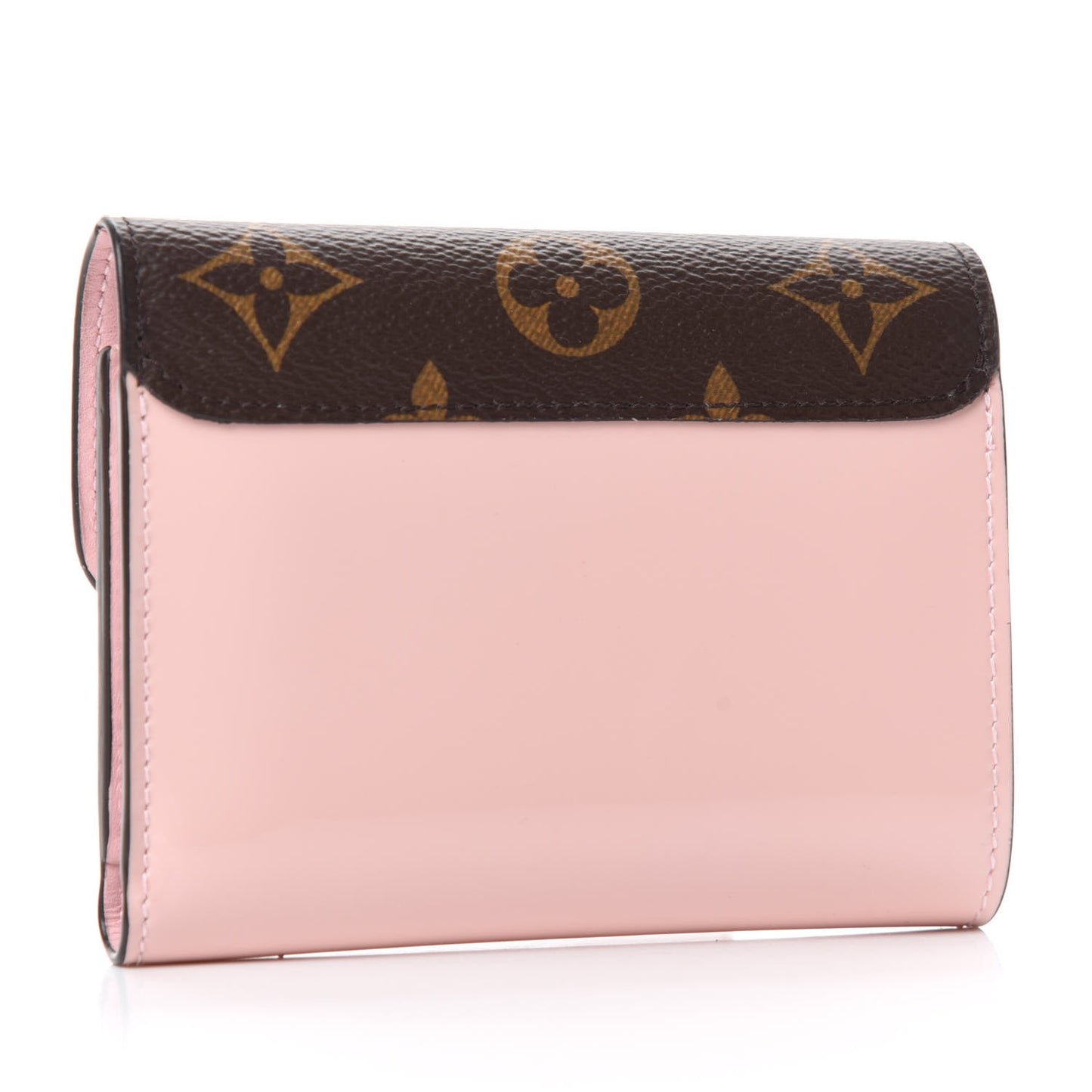 Patent Calfskin Monogram Cherrywood Compact Wallet Rose Ballerine