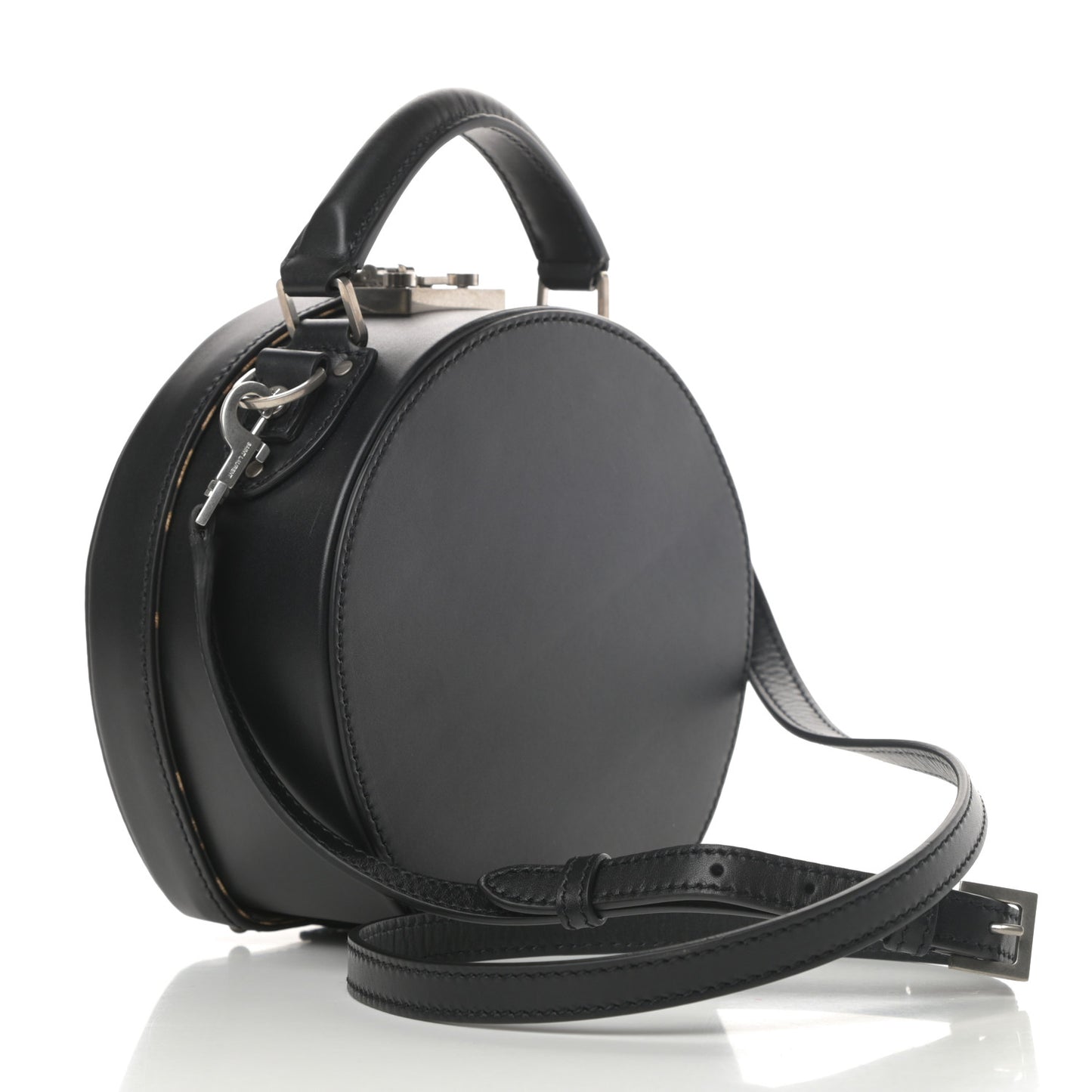 Calfskin Small Mica Hat Box Black