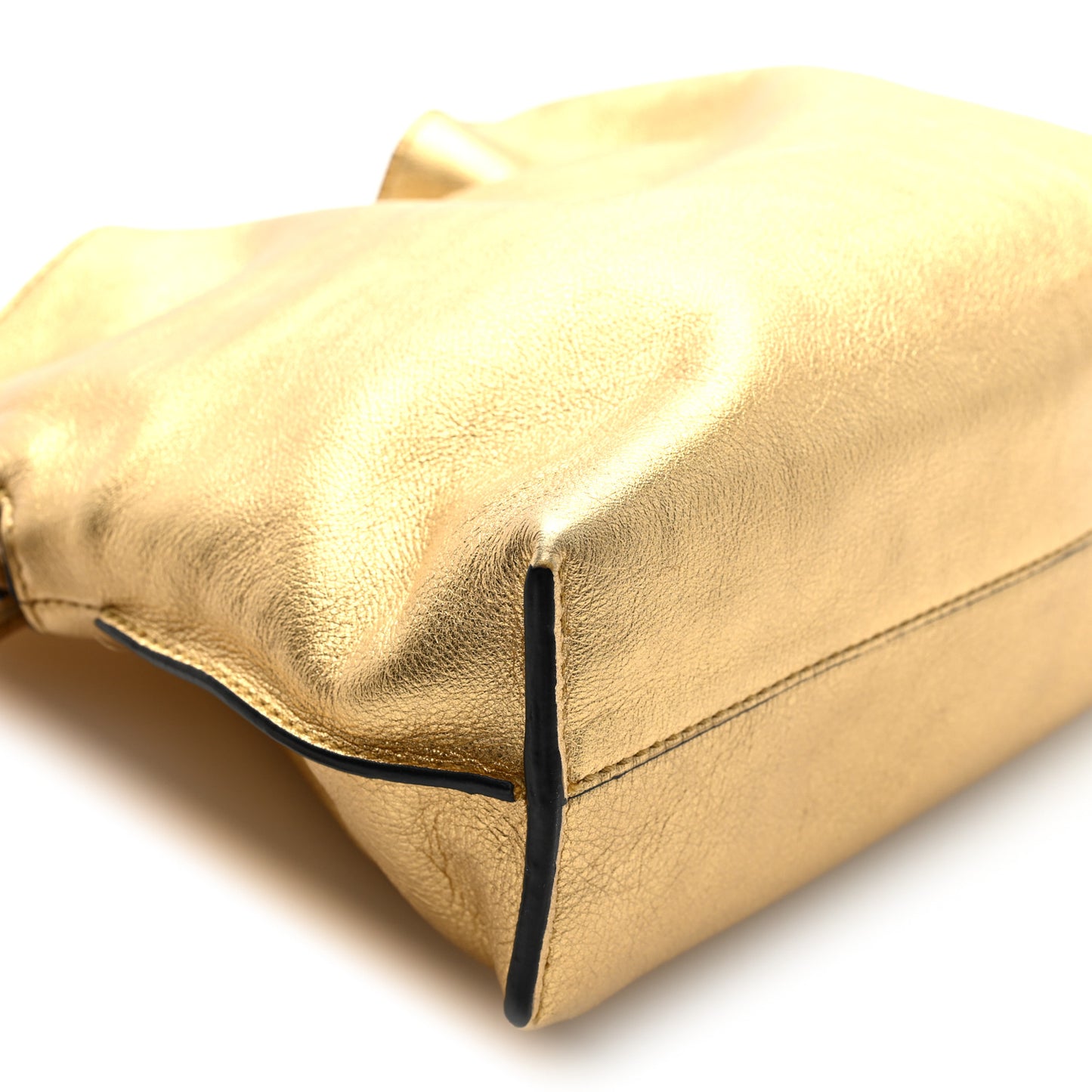 Metallic Calfskin Mini Chain Flamenco Knot Clutch Gold