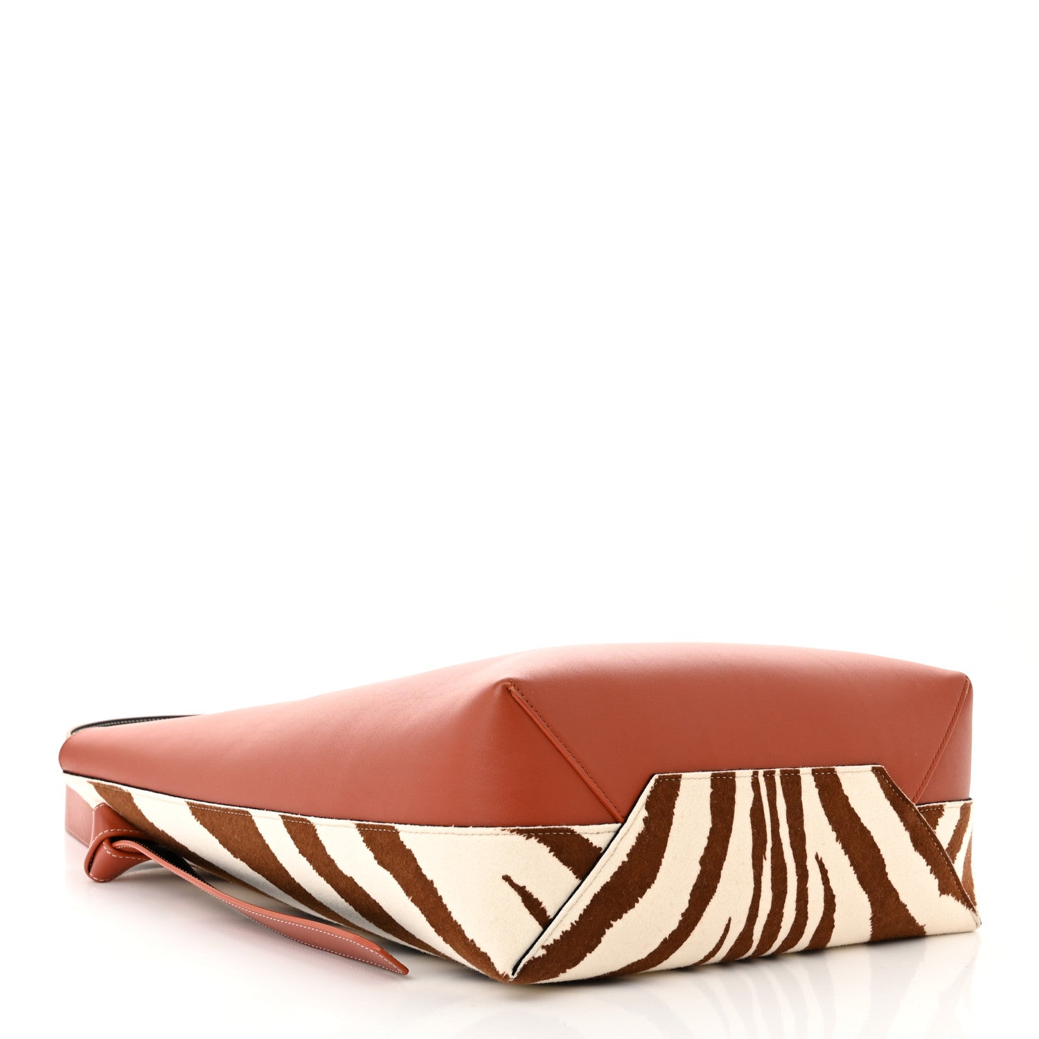 Celine Shiny Smooth Calfskin Felt Zebra Printed Calf Hair Small Twisted Cabas Chalk Brick 5 of 11