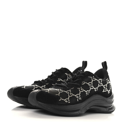 Gucci Tela Retino Mesh Crystal Suede GG Monogram Womens Gucci Run Sneakers 36.5 Black Silver 4 of 11