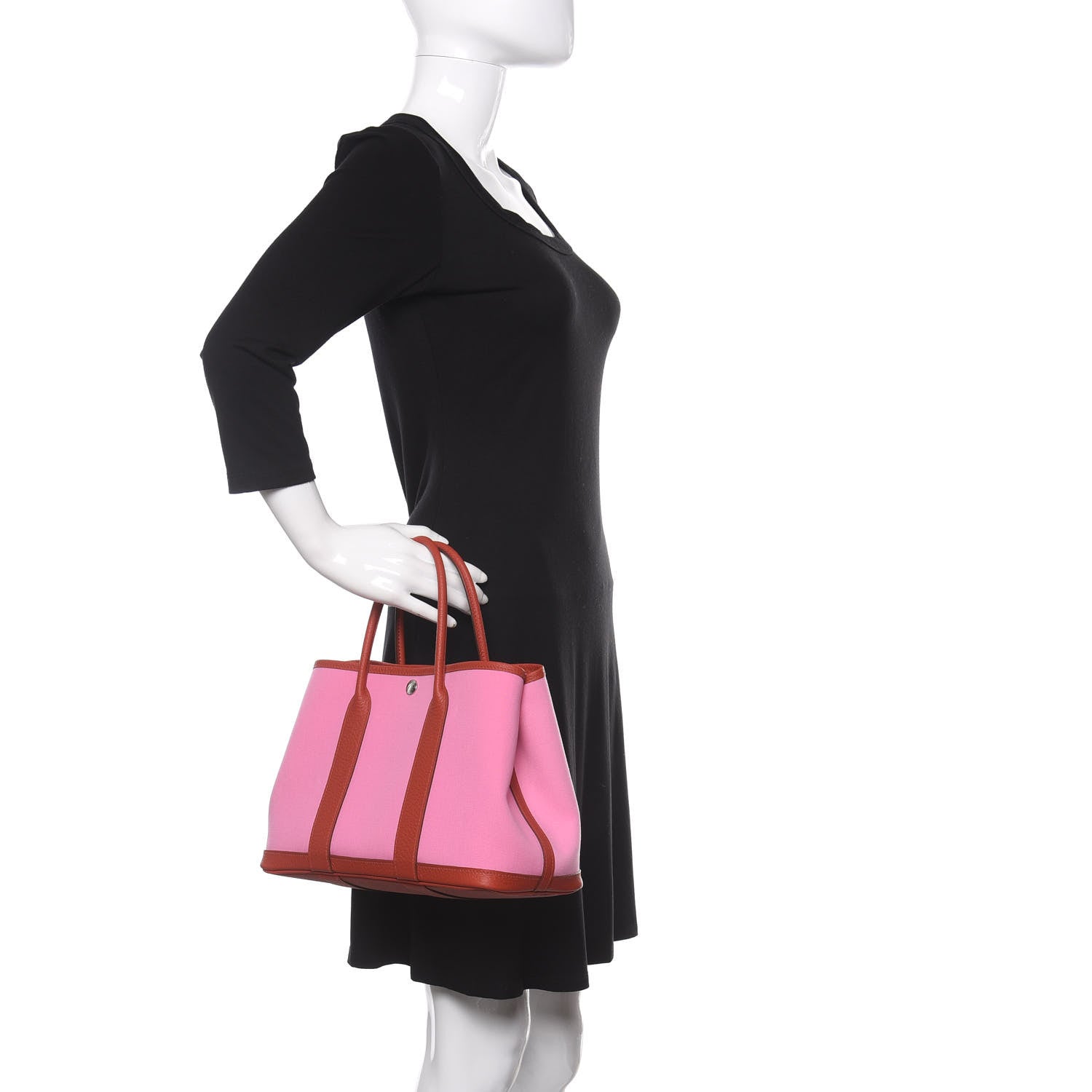 Hermes Toile Militaire Vache Country Garden Party Tote 30 Bubblegum Rouge Duchesse 2 of 11