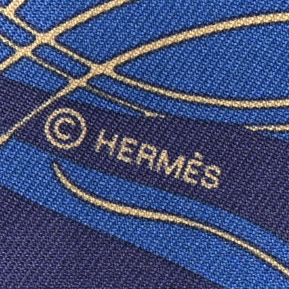 Hermes Silk Ex-Libris Twilly Indigo Black Beige 3 of 4